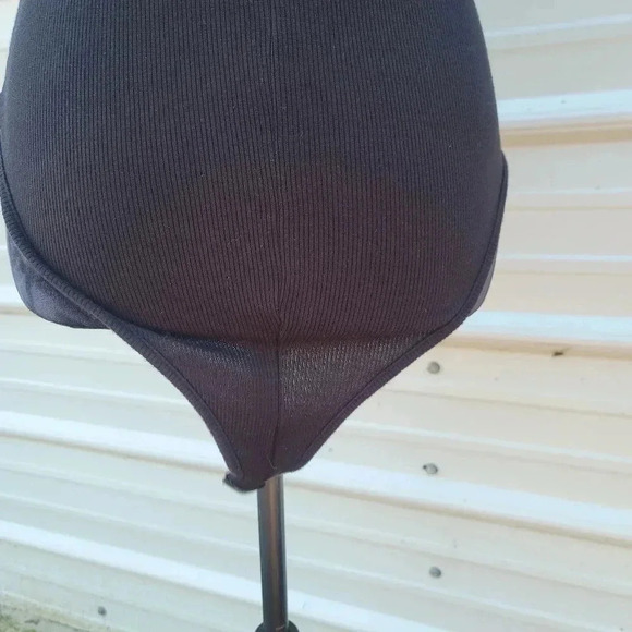 Marci Women's Bodysuit Sz S Black Stretch Ribbed Short Sleeve Sleeve Rayon Snap - Picture 10 of 10